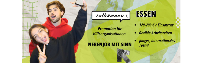 Was wäre, wenn dein Nebenjob plötzlich richtig Spaß macht? Fundraising in Essen - 120-200€/Tag