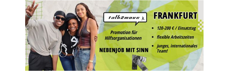 Nebenjob Promotion Frankfurt: 120-200€/Tag